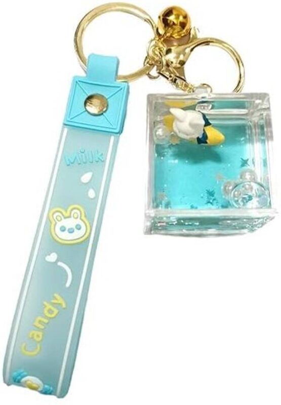 Cute Floating Duck Liquid Glitter Key Chain & Wristlet