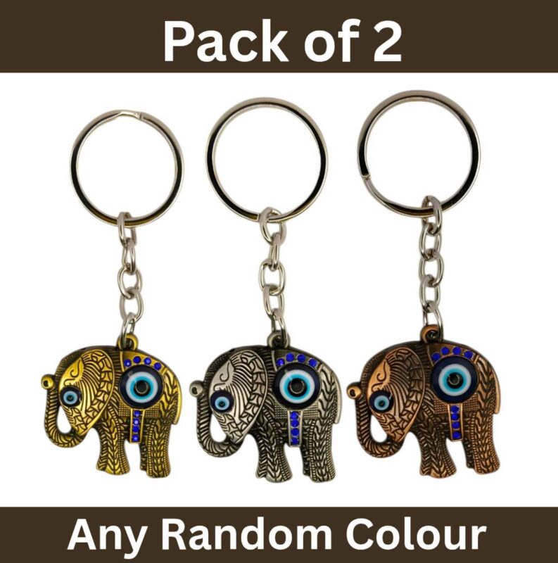 Evil Eye Elephant Charm Keyring (Pack of 2)